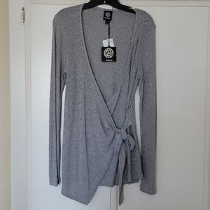 Wrap around lightweight rayon/poly sweater
